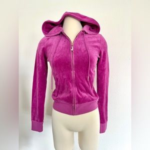 *SOLD* Juicy Couture Pink Velour Track Suit Zip Up Hoodie S *RARE* J Bling